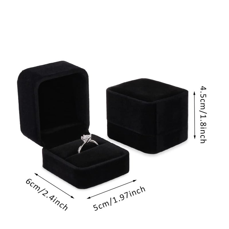 iSuperb 2 Pieces Velvet Ring Box Classic Jewelry Gift Boxes for Engagement, Proposal, Anniversary, Bridal Party Decor - Image 5